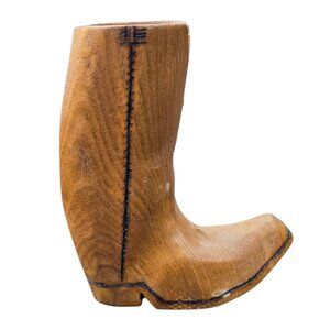 Hand Carved Wooden Cowboy Boot Figurine Carving Western Home Decor